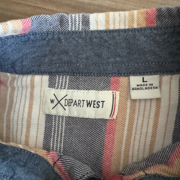 Depart West: Striped Button-Up Shirt- size:men’s large - Picture 3 of 4